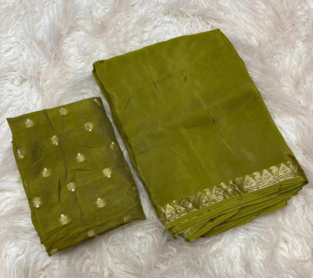 Premium Viscose Georgette Saree with Coordinated Russian Jacquard Blouse