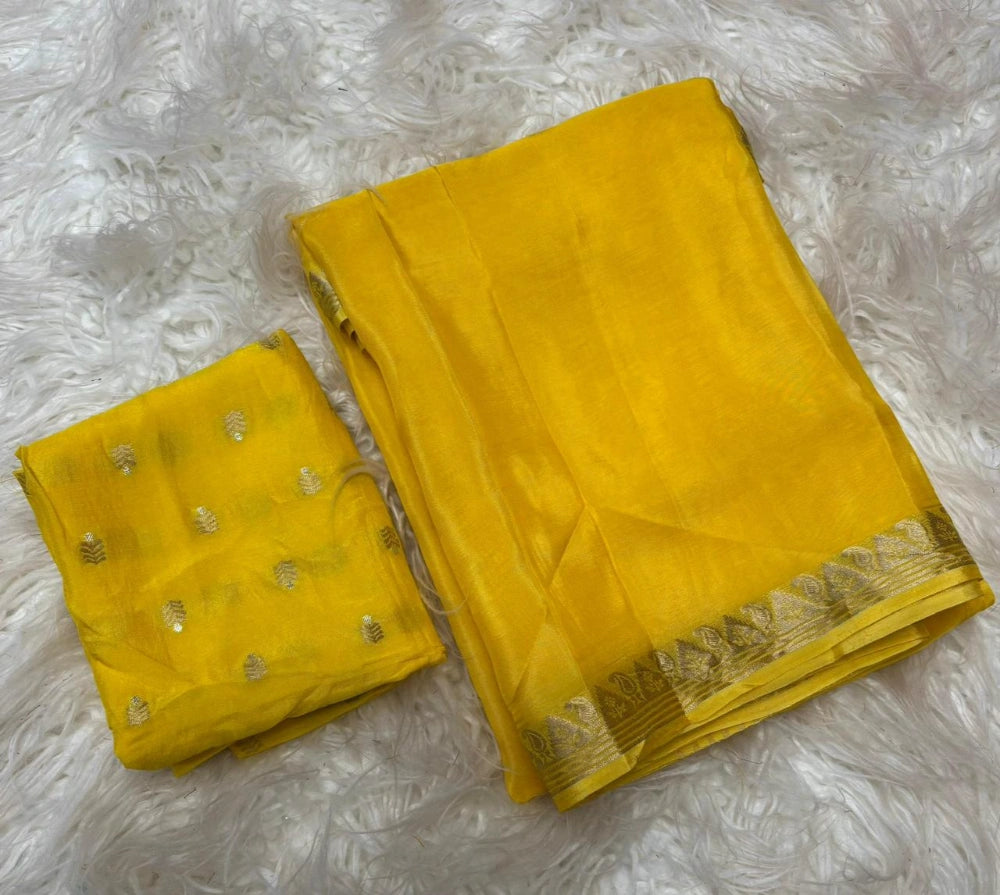 Premium Viscose Georgette Saree with Coordinated Russian Jacquard Blouse