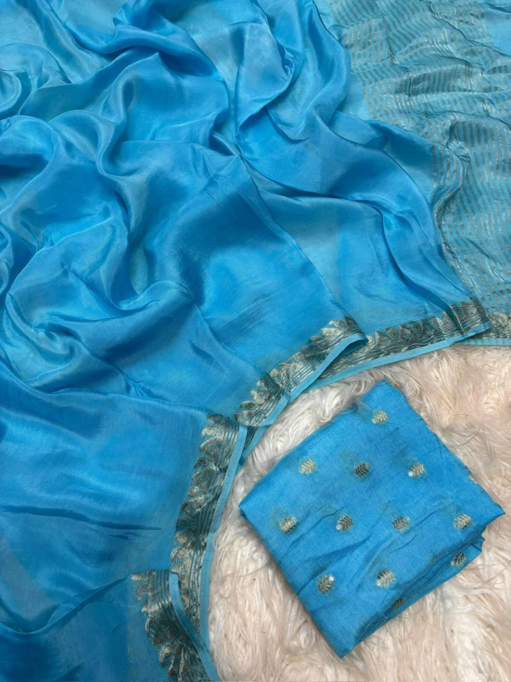 Premium Viscose Georgette Saree with Coordinated Russian Jacquard Blouse