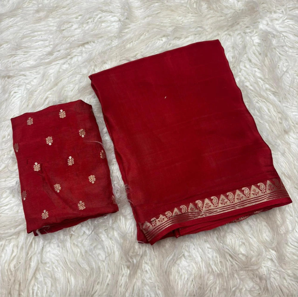 Premium Viscose Georgette Saree with Coordinated Russian Jacquard Blouse