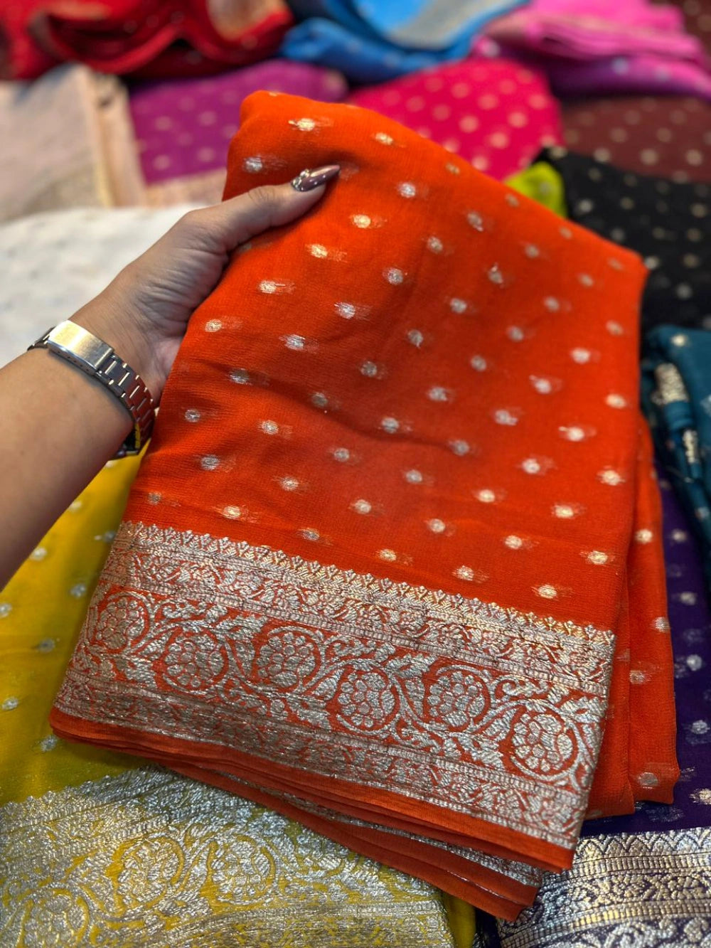 Premium Viscose Georgette Saree with Running Viscose Blouse