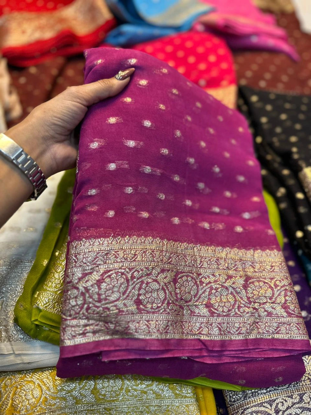 Premium Viscose Georgette Saree with Running Viscose Blouse