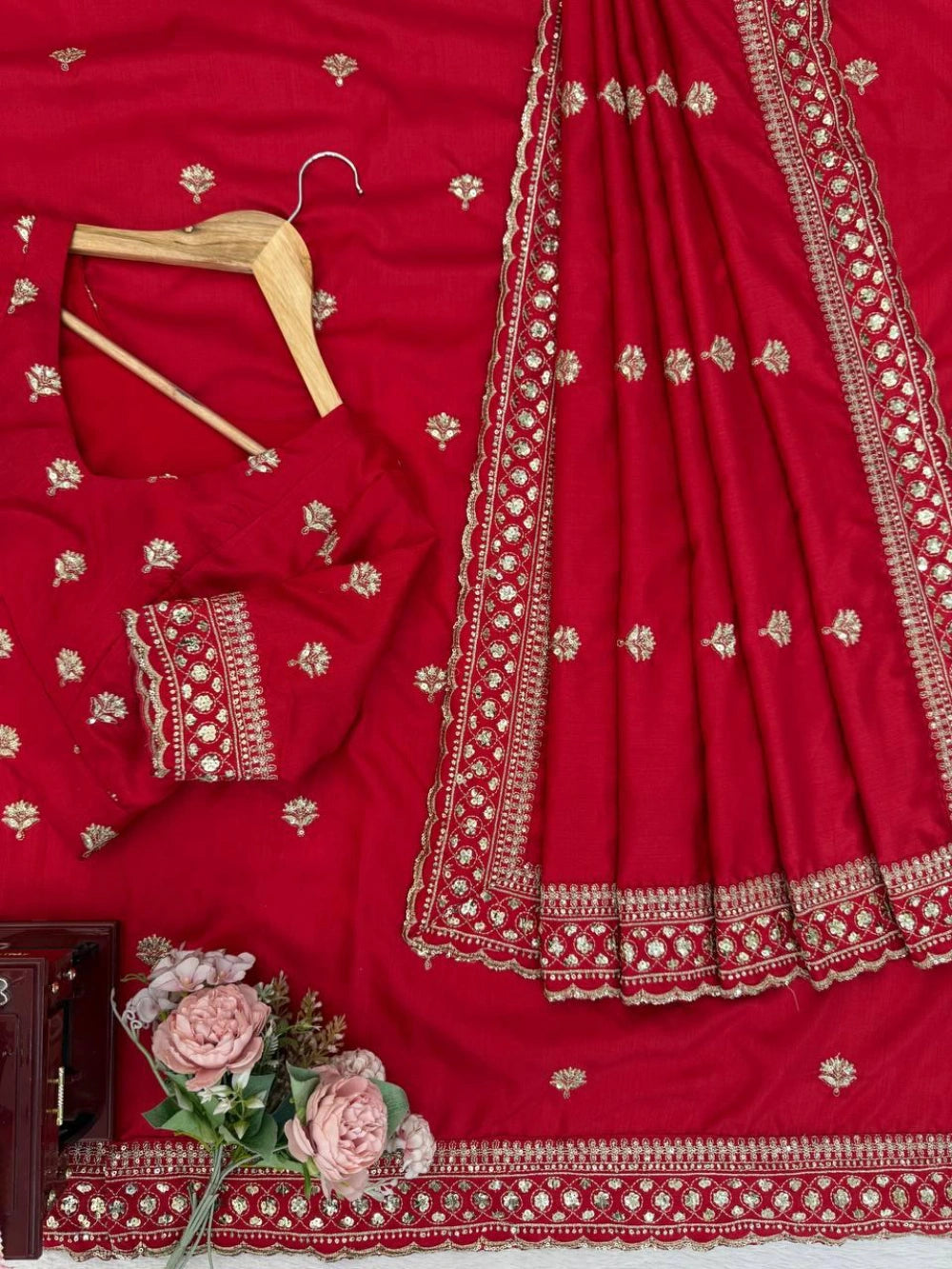 Premium Jalpari Silk Saree with Intricate Thread & Sequins Work – Coordinated Blouse