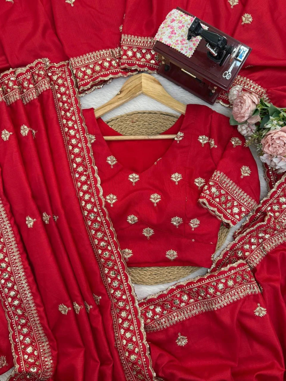 Premium Jalpari Silk Saree with Intricate Thread & Sequins Work – Coordinated Blouse