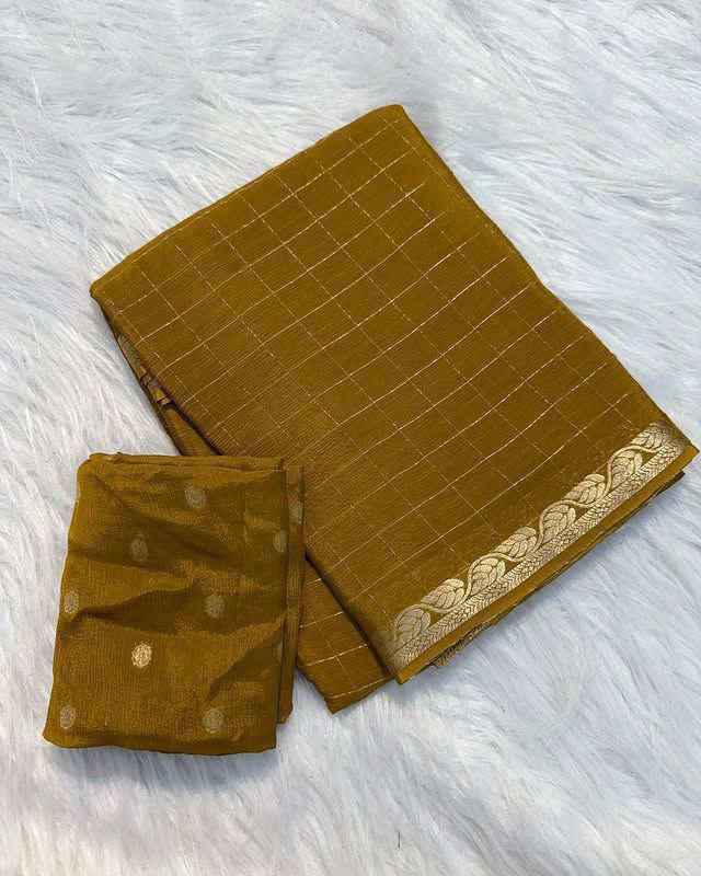 Premium Viscose Georgette Saree with Weaving Blouse