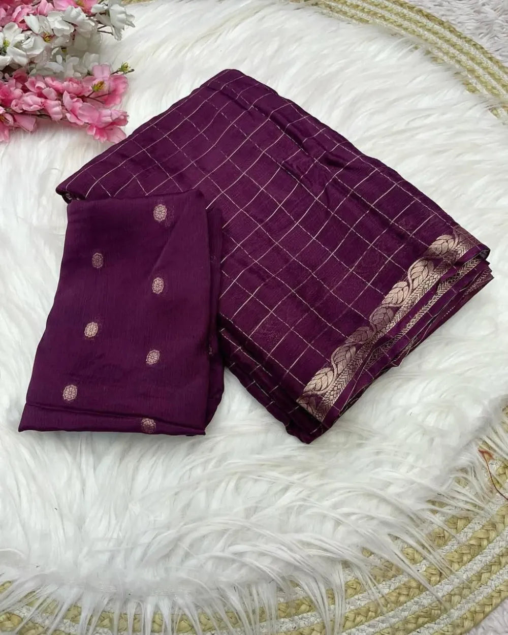 Premium Viscose Georgette Saree with Weaving Blouse