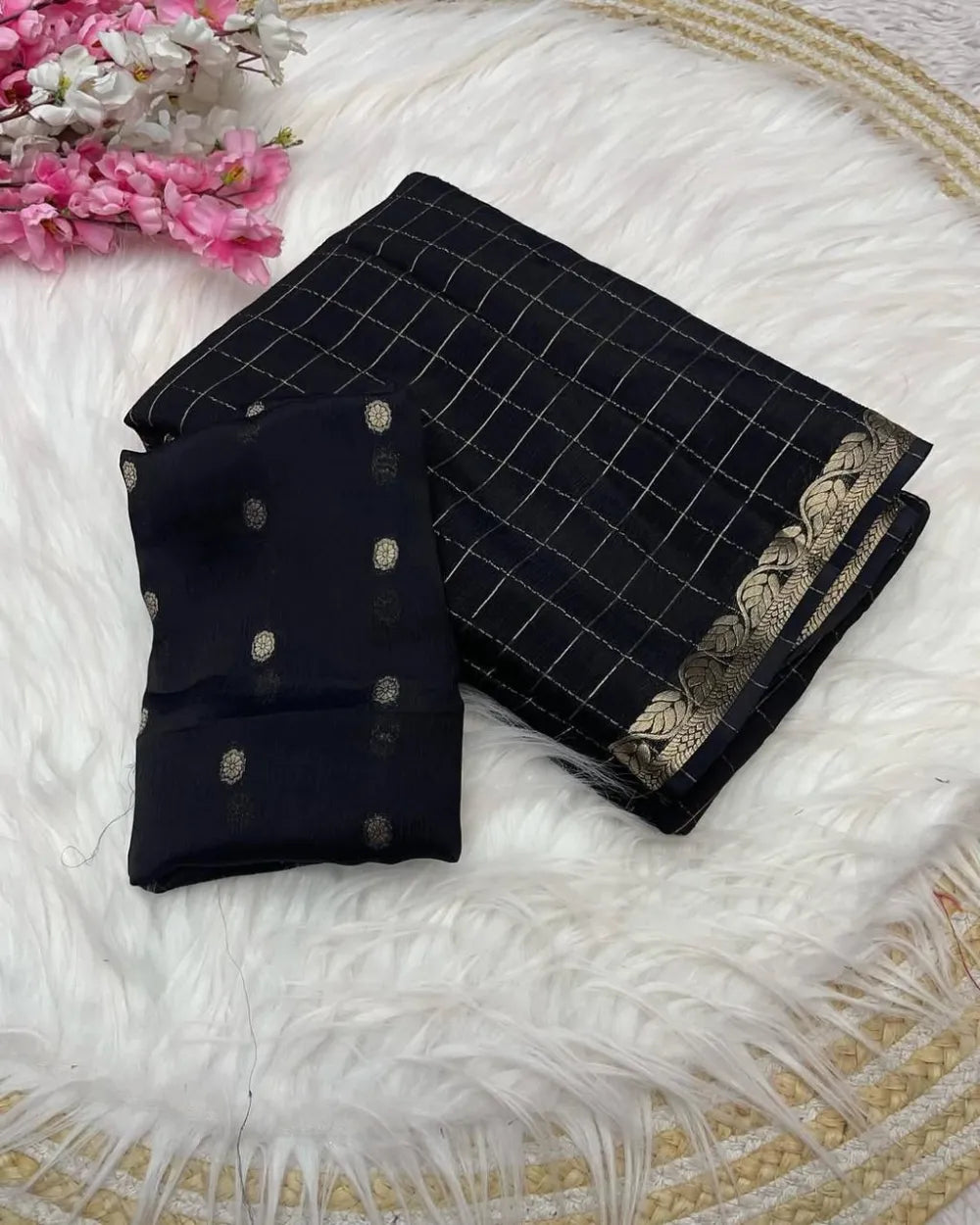 Premium Viscose Georgette Saree with Weaving Blouse