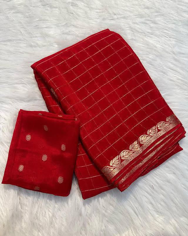 Premium Viscose Georgette Saree with Weaving Blouse
