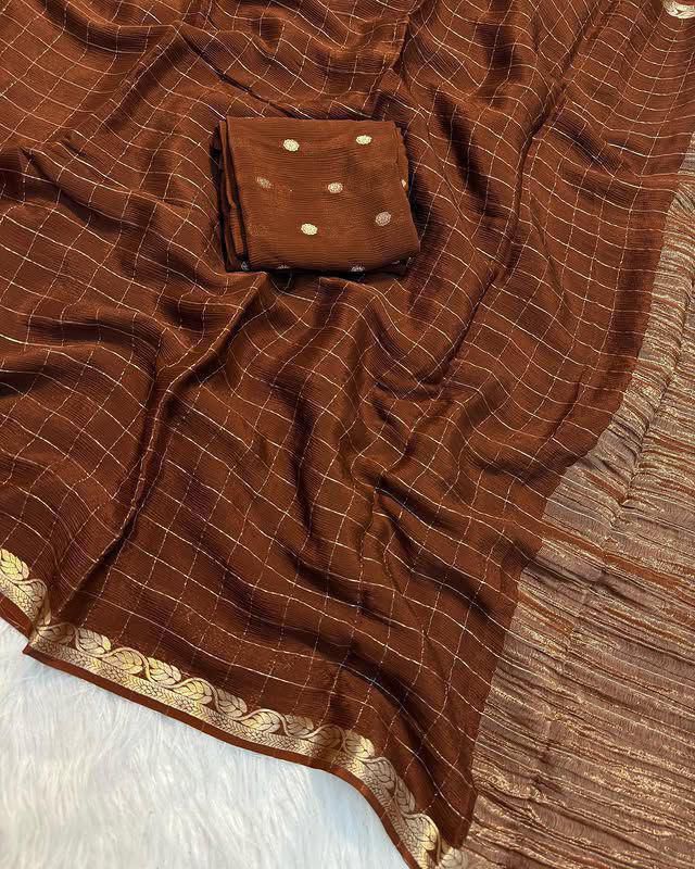 Premium Viscose Georgette Saree with Weaving Blouse