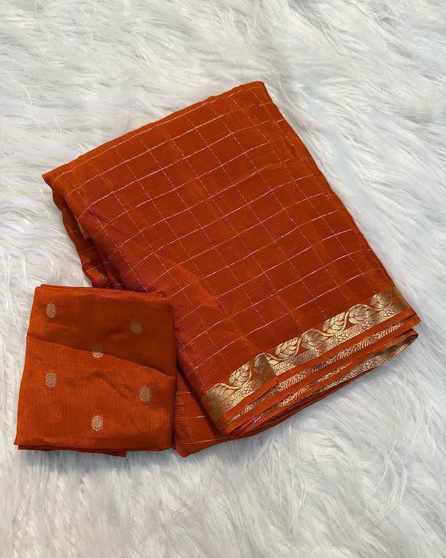 Premium Viscose Georgette Saree with Weaving Blouse