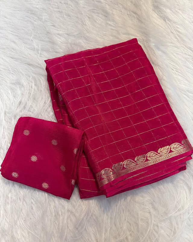 Premium Viscose Georgette Saree with Weaving Blouse
