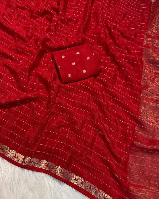 Premium Viscose Georgette Saree with Weaving Blouse
