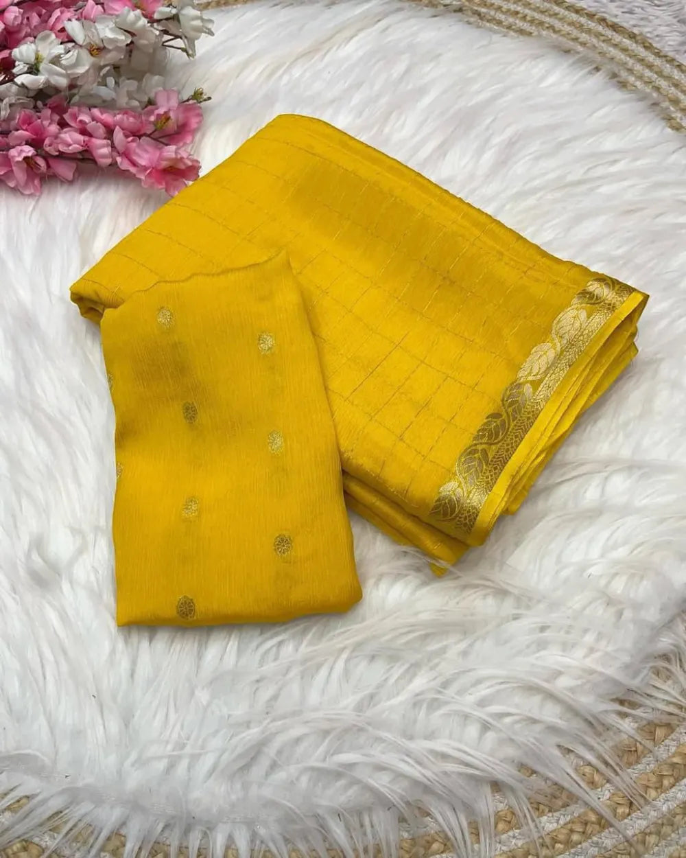 Premium Viscose Georgette Saree with Weaving Blouse