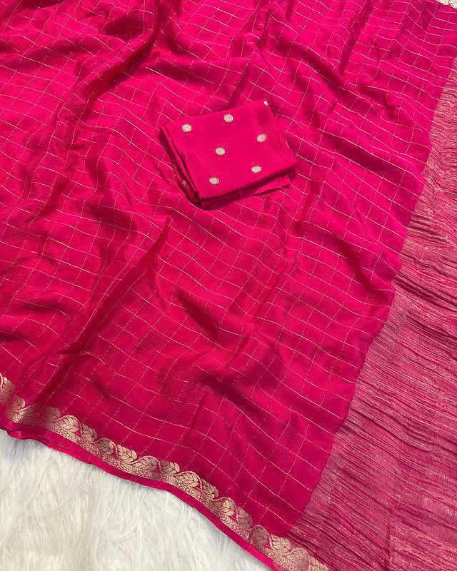 Premium Viscose Georgette Saree with Weaving Blouse