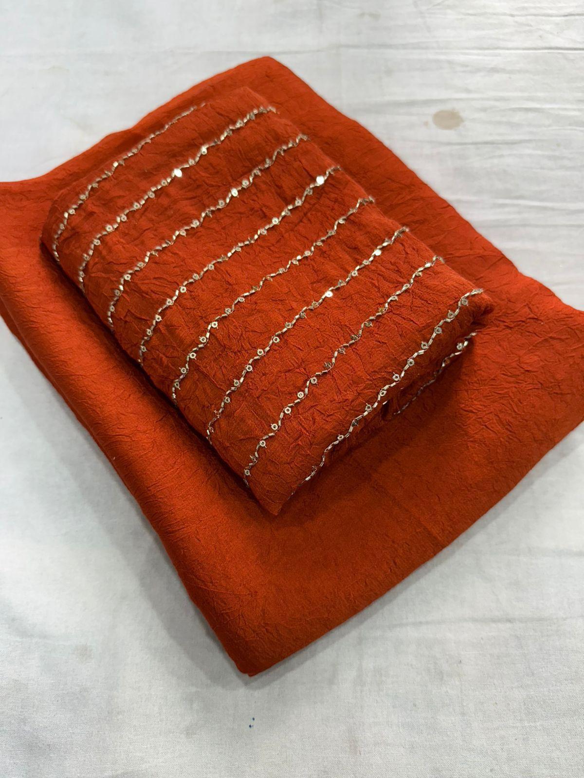Premium Rangoli Crush Silk Sarees with Sequins Bits Blouse