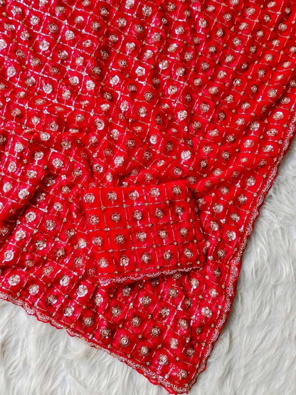 Bollywood Trending Butterfly Net Saree with Sequins Brits Work & Arco Border – Running Blouse