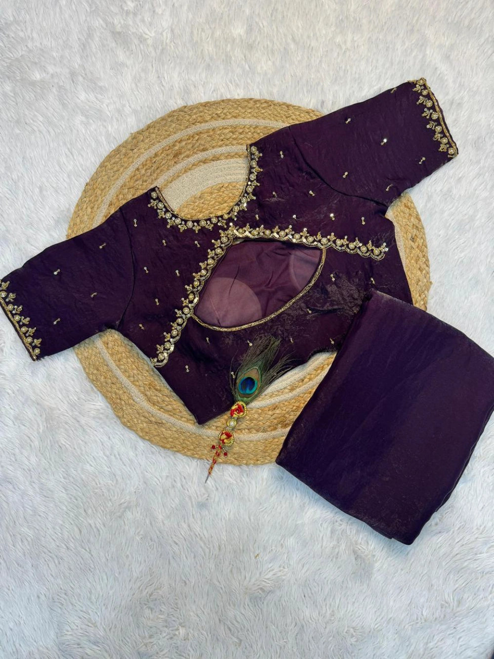 Premium Space Silk Saree with Fancy Cut Dana Blouse – New Launch Collection