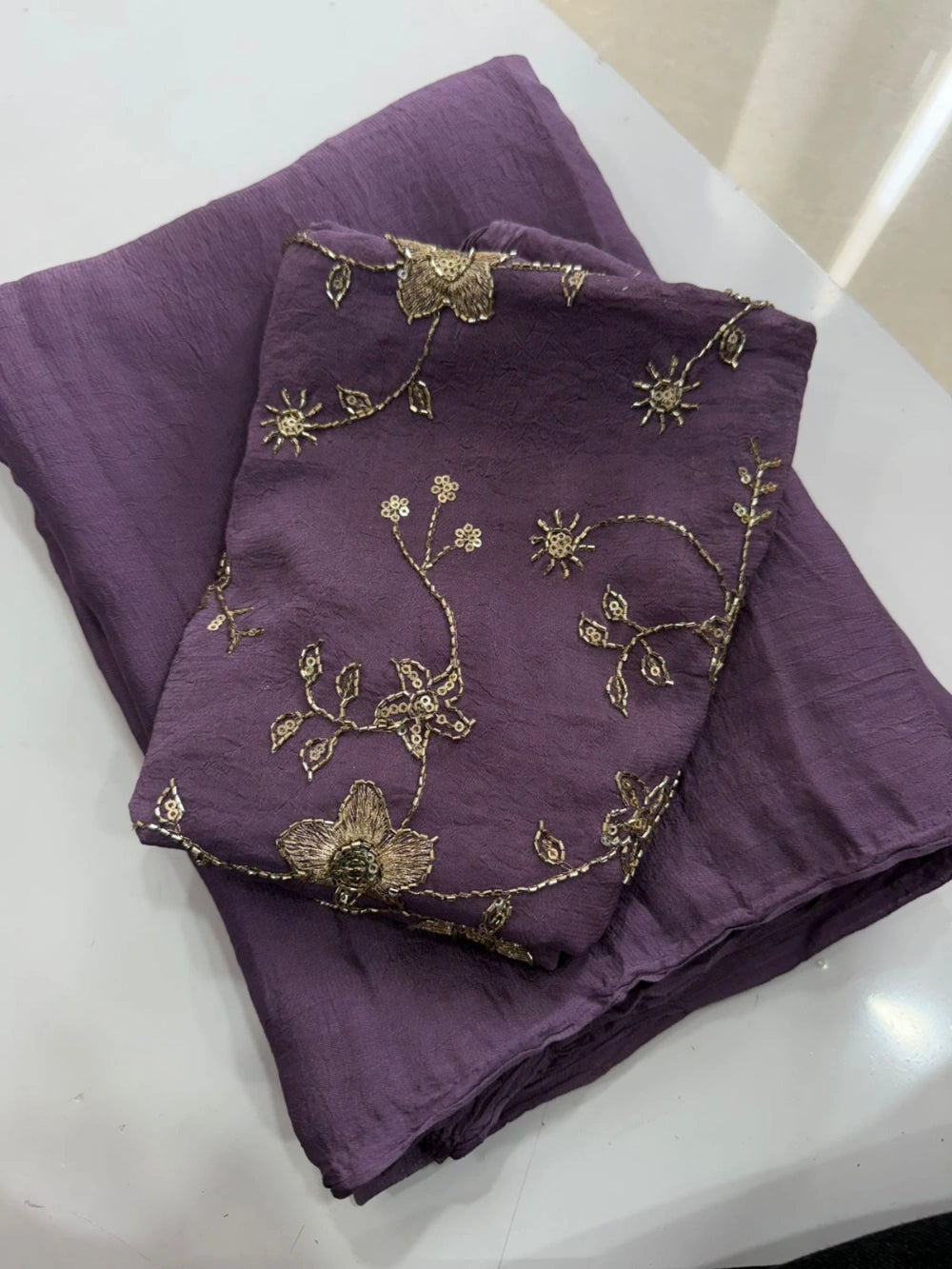 Rangoli Crush Saree with Sequins Bits Work Blouse – Premium Collection
