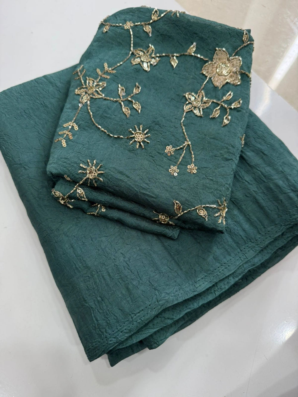 Rangoli Crush Saree with Sequins Bits Work Blouse – Premium Collection