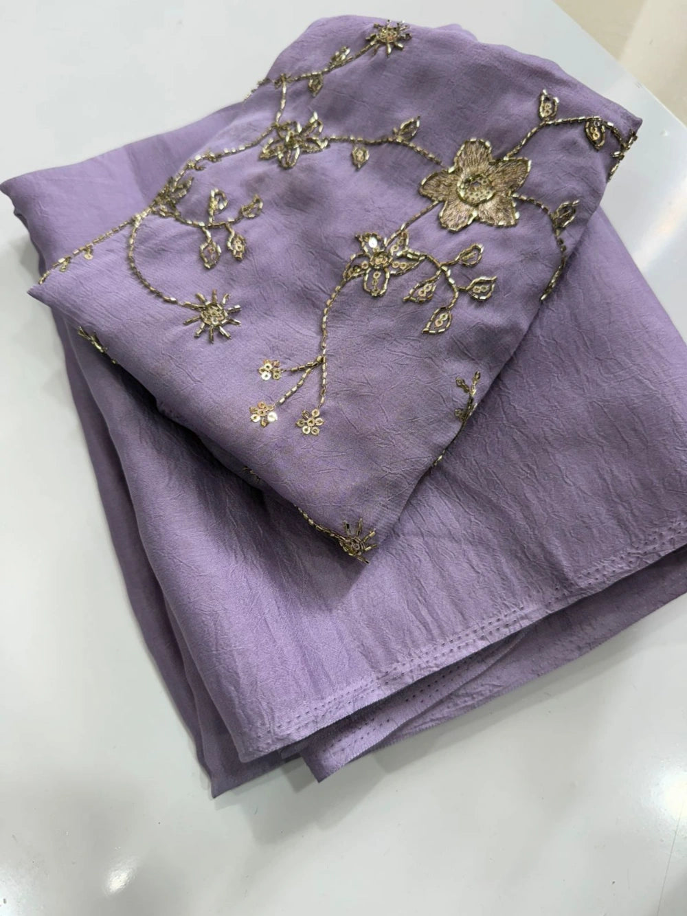 Rangoli Crush Saree with Sequins Bits Work Blouse – Premium Collection