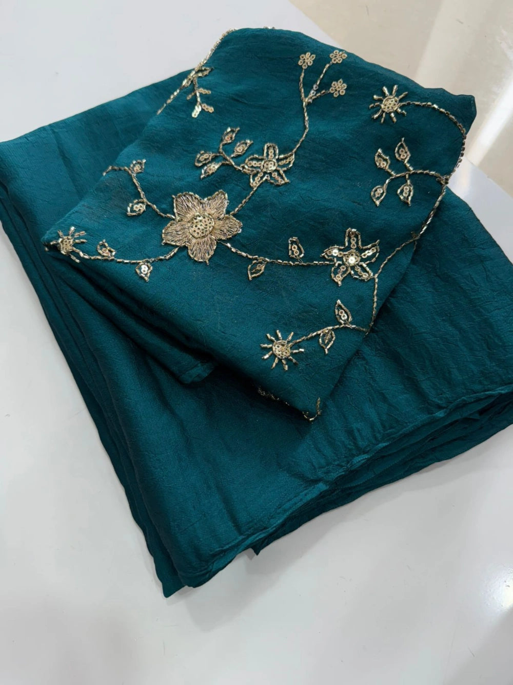 Rangoli Crush Saree with Sequins Bits Work Blouse – Premium Collection