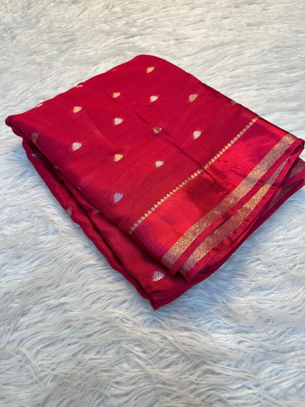 Pure Chinon Saree with Dyeing Chinon Blouse – Premium Designer Collection