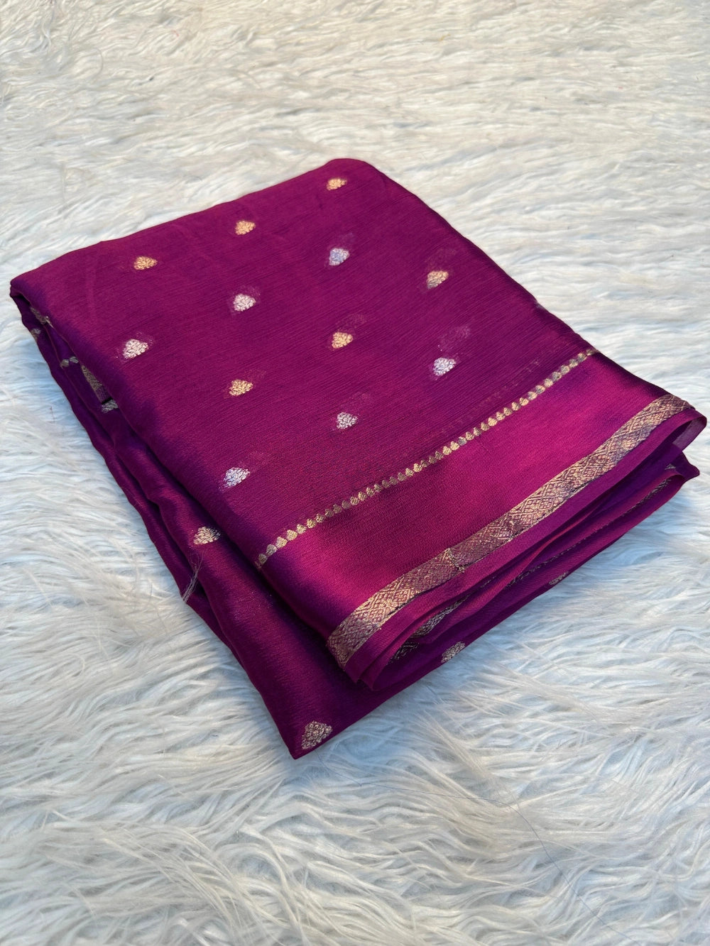 Pure Chinon Saree with Dyeing Chinon Blouse – Premium Designer Collection
