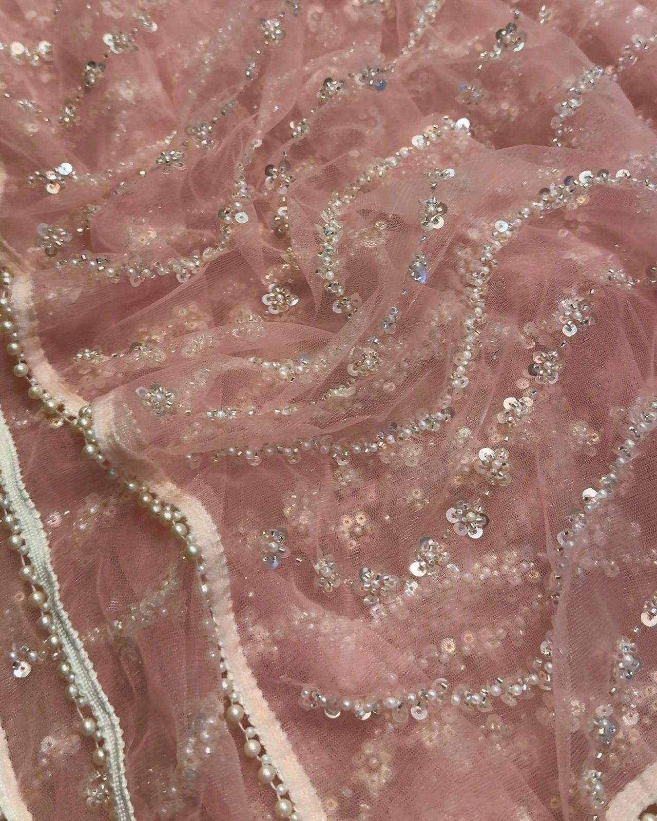 Butterfly Net Saree with Beads & Pearl Work – Designer Blouse