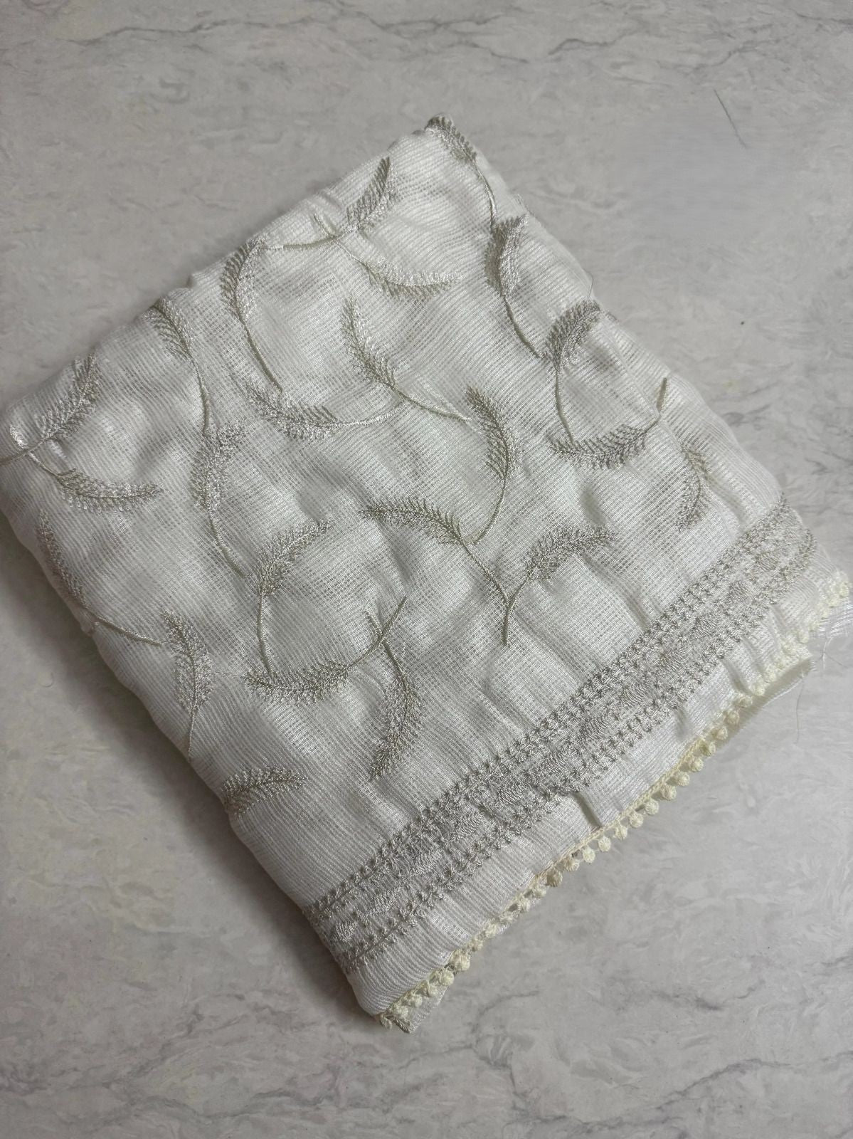 Premium Kota Doriya Saree with Leaf Jaal Work & GPO Lace Border