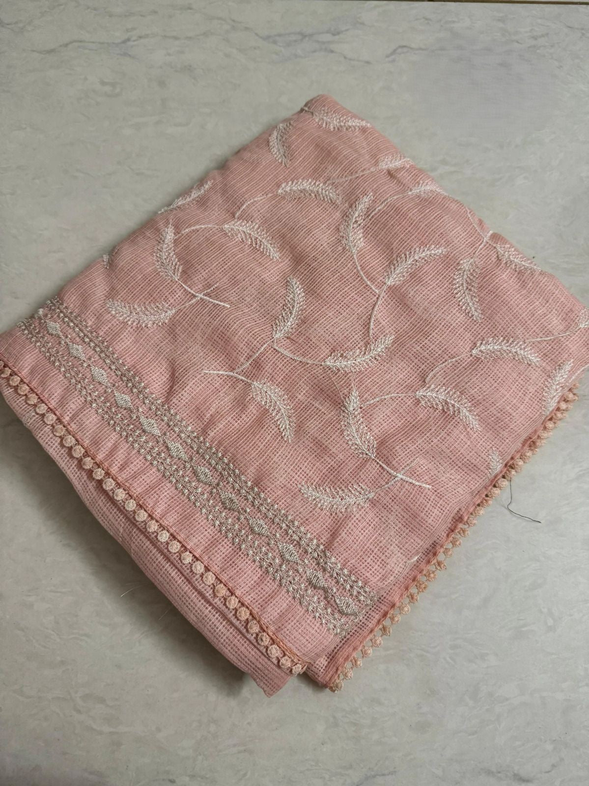 Premium Kota Doriya Saree with Leaf Jaal Work & GPO Lace Border