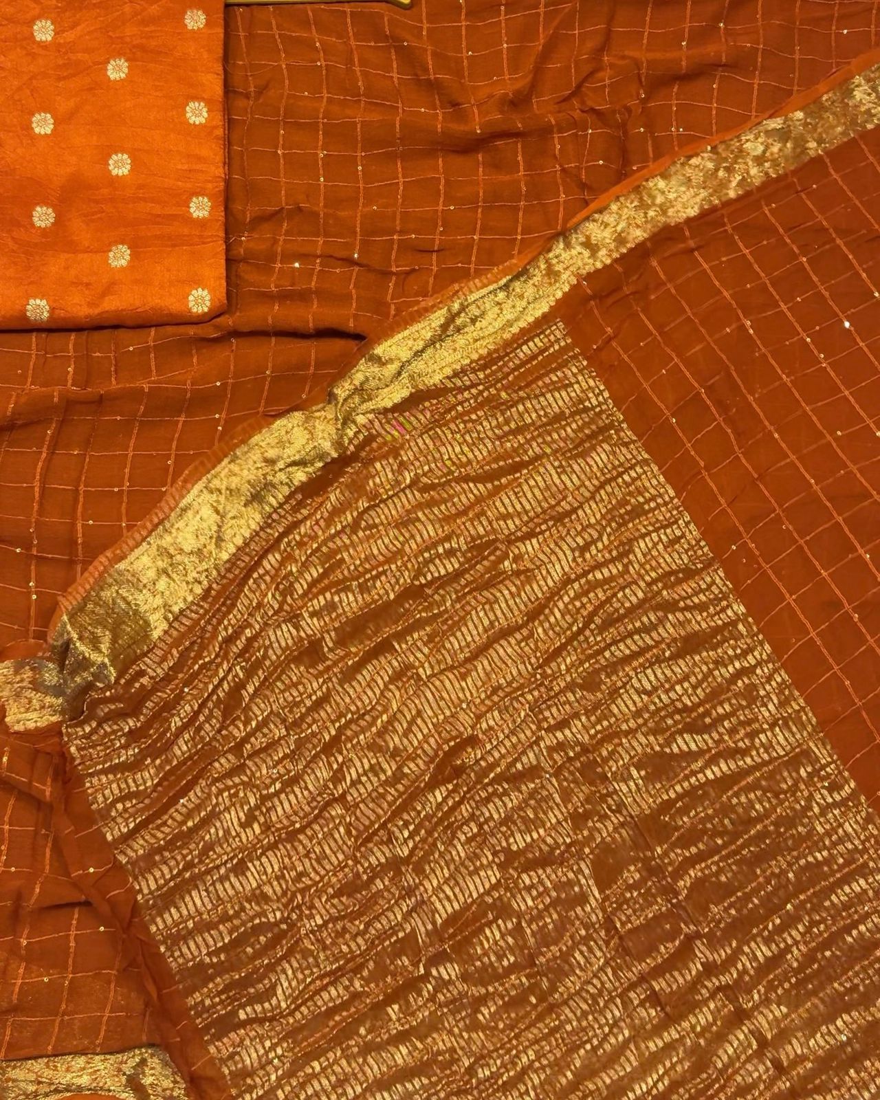 Premium Viscose Georgette Sequins Saree with Weaving Butti Blouse – Orange