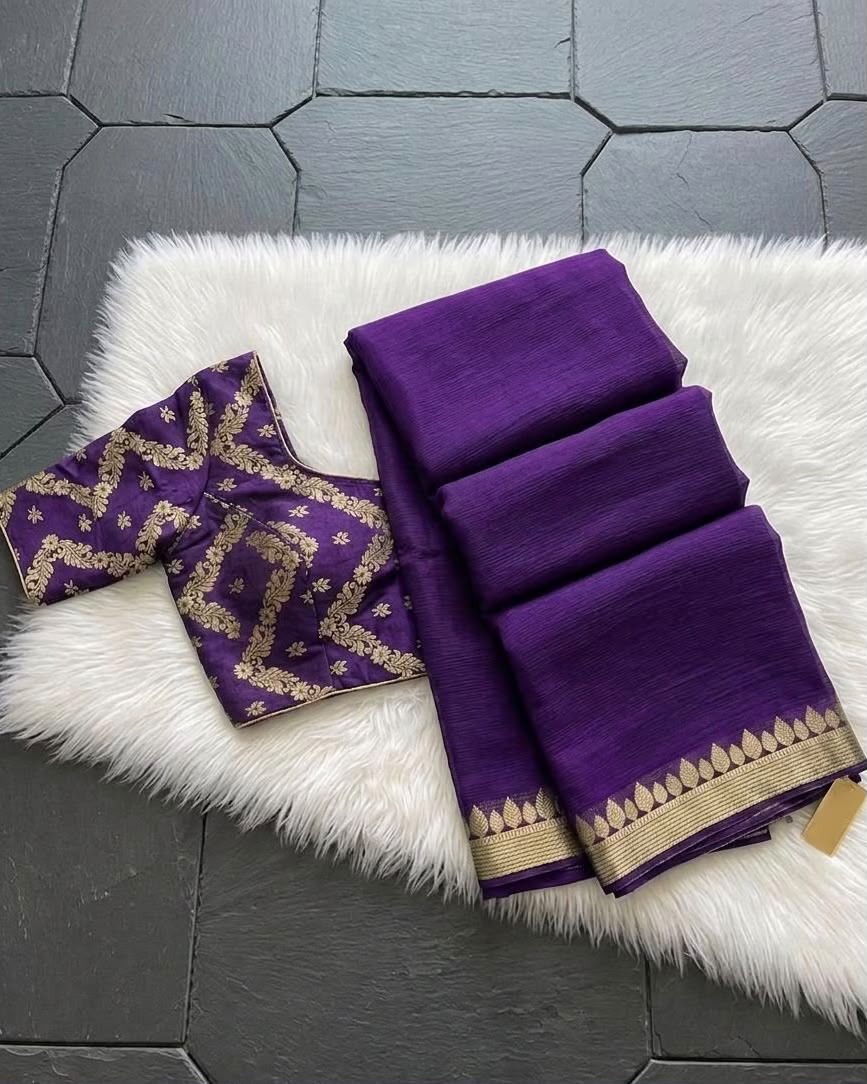 Premium Georgette Saree with Same Tone Viscose Russian Jacquard Blouse – Designer Party Wear Collection