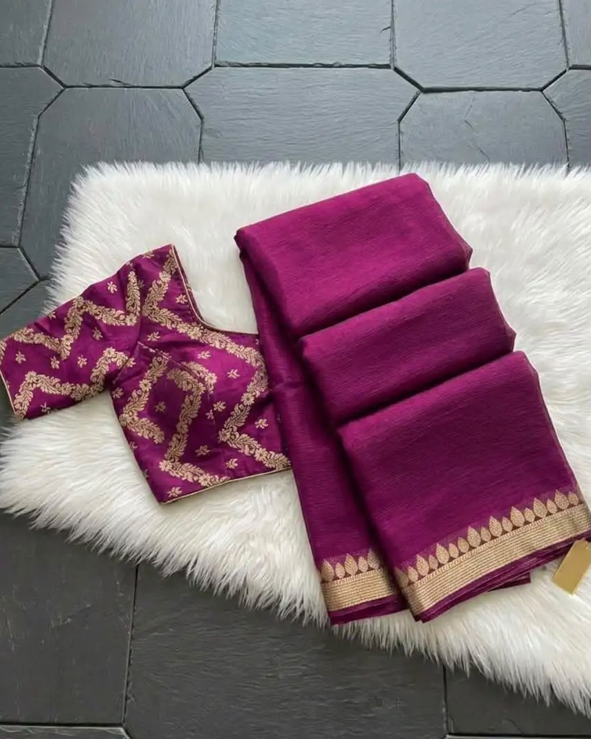 Premium Georgette Saree with Same Tone Viscose Russian Jacquard Blouse – Designer Party Wear Collection