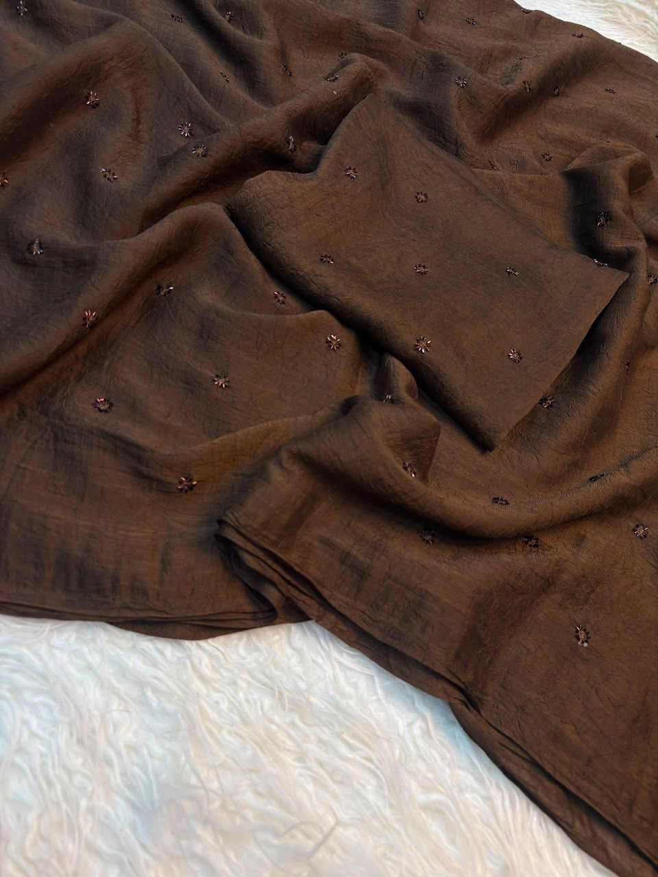 Premium Rangoli Crush Silk Saree with Full Sequence Work – Designer Running Blouse