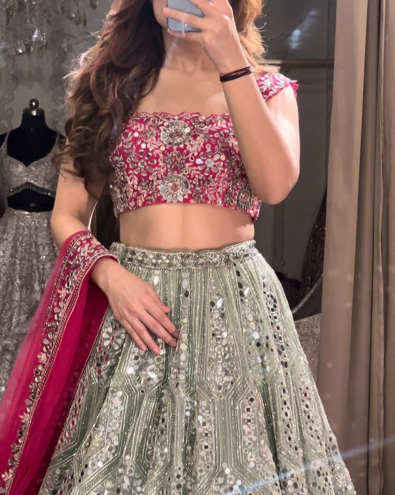 Yashika Aannand hot pics in Floral green lehenga - South Indian Actress |  Fashion romper, Green lehenga, Indian bridesmaid dresses