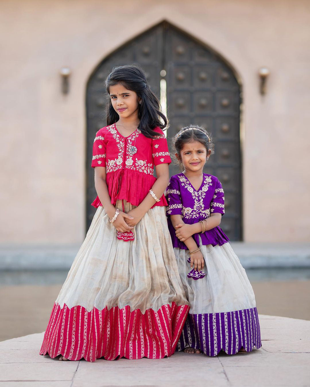 Off-white Traditional Kerala Sequins Lehenga Choli – Stanwells Kids