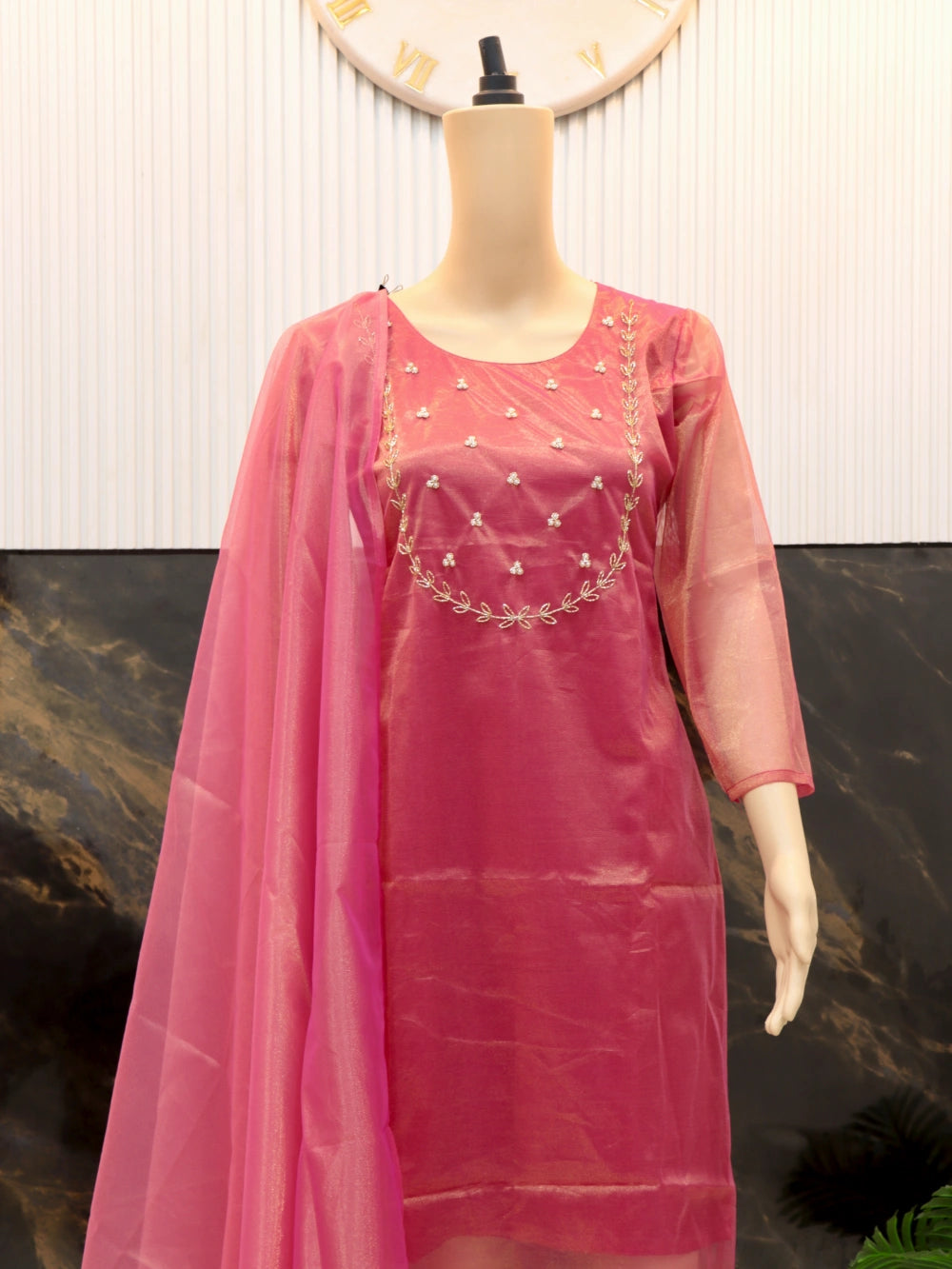 Twill Tissue Net Kurti with Dupatta